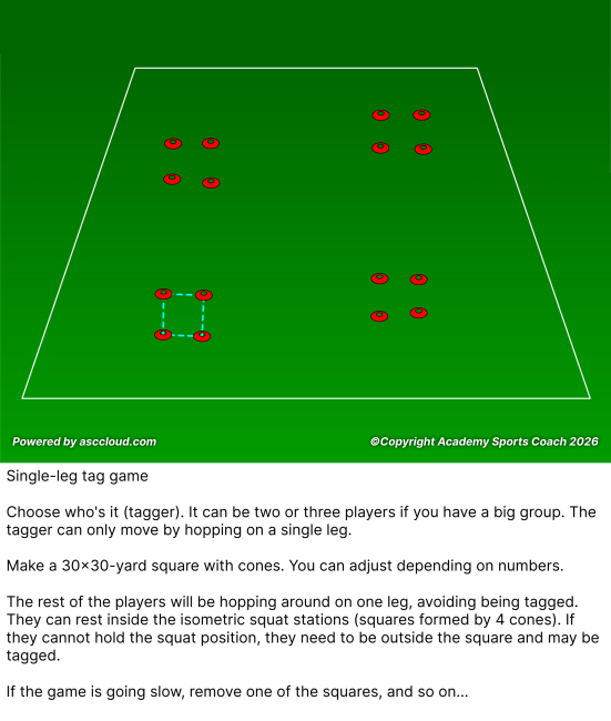 4 Agility one leg hop tag game